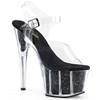 Pleaser - ADORE708G Sandale à bride à la cheville, Pole dance chaussures - Noir/Transparent Product image
